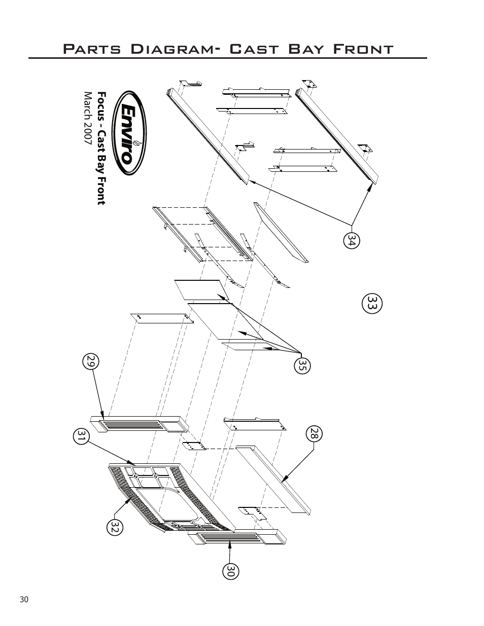 Parts diagram- cast bay front | Enviro FOCUS EG31-118 User Manual | Page 30 / 34