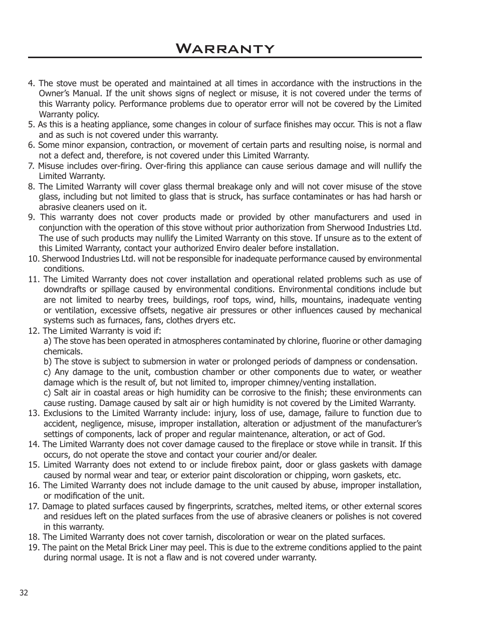 Warranty | Enviro FOCUS EG31-118 User Manual | Page 32 / 34