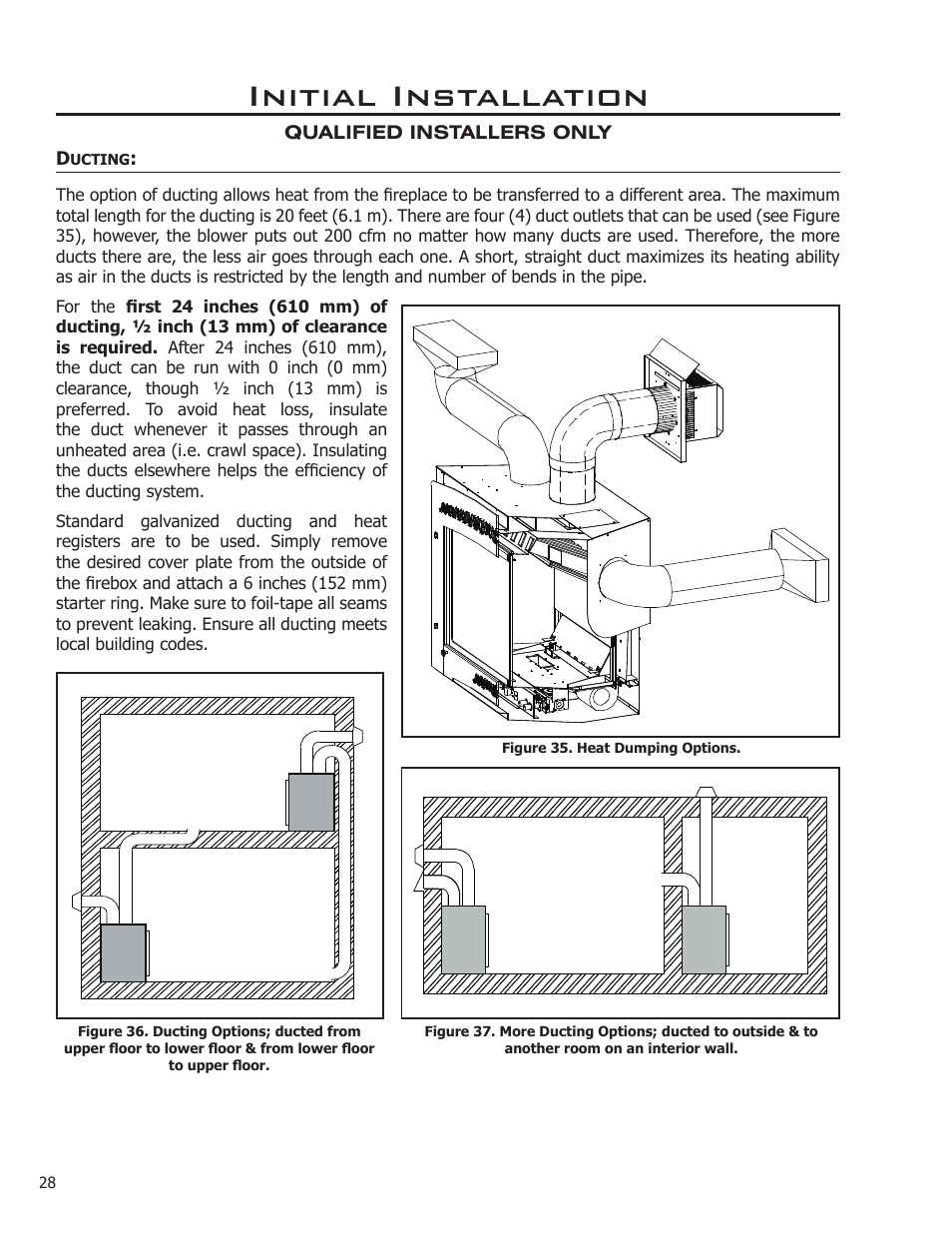 Ducting, Initial installation | Enviro DV50DX User Manual | Page 28 / 43