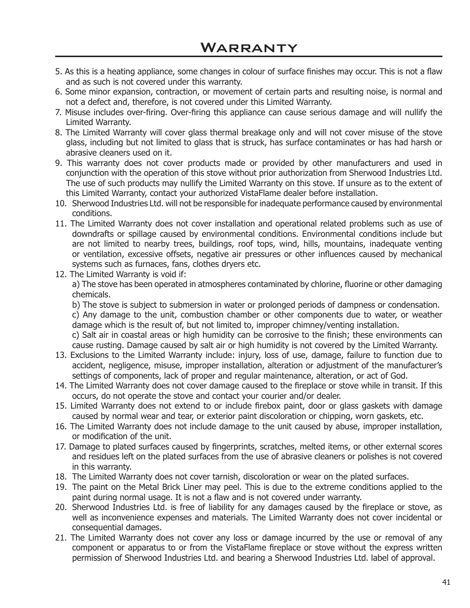 Warranty | Enviro DV50DX User Manual | Page 41 / 43