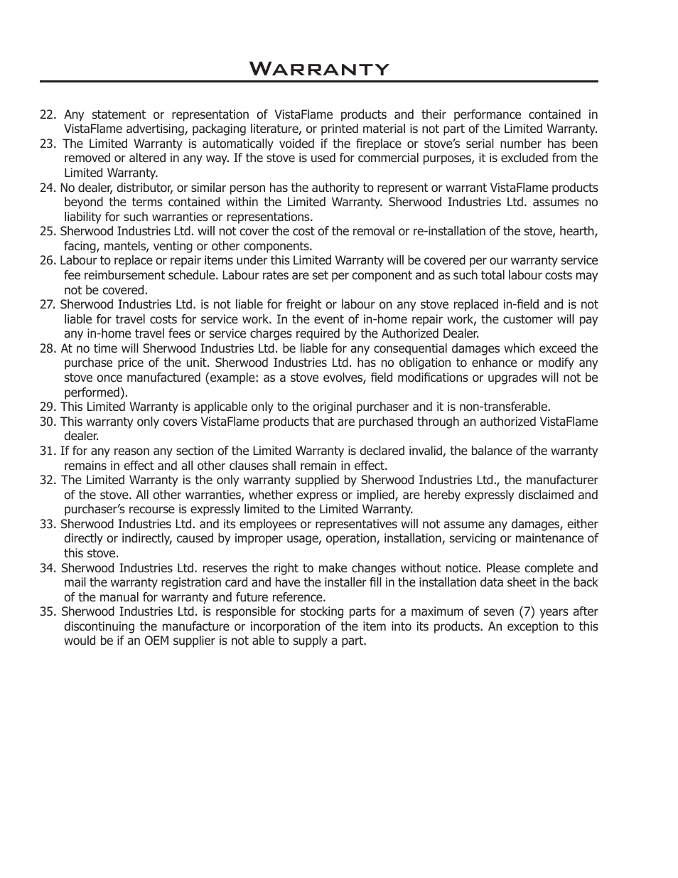 Warranty | Enviro DV50DX User Manual | Page 42 / 43