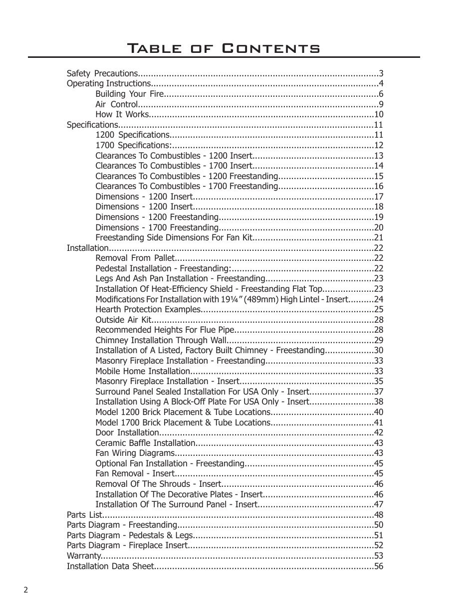 Enviro Kodiak 1200 Fireplace Freestanding User Manual | Page 2 / 56