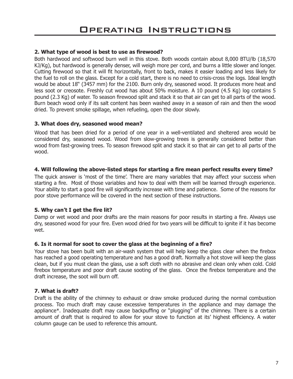 Operating instructions | Enviro 2100 Freestanding User Manual | Page 7 / 22
