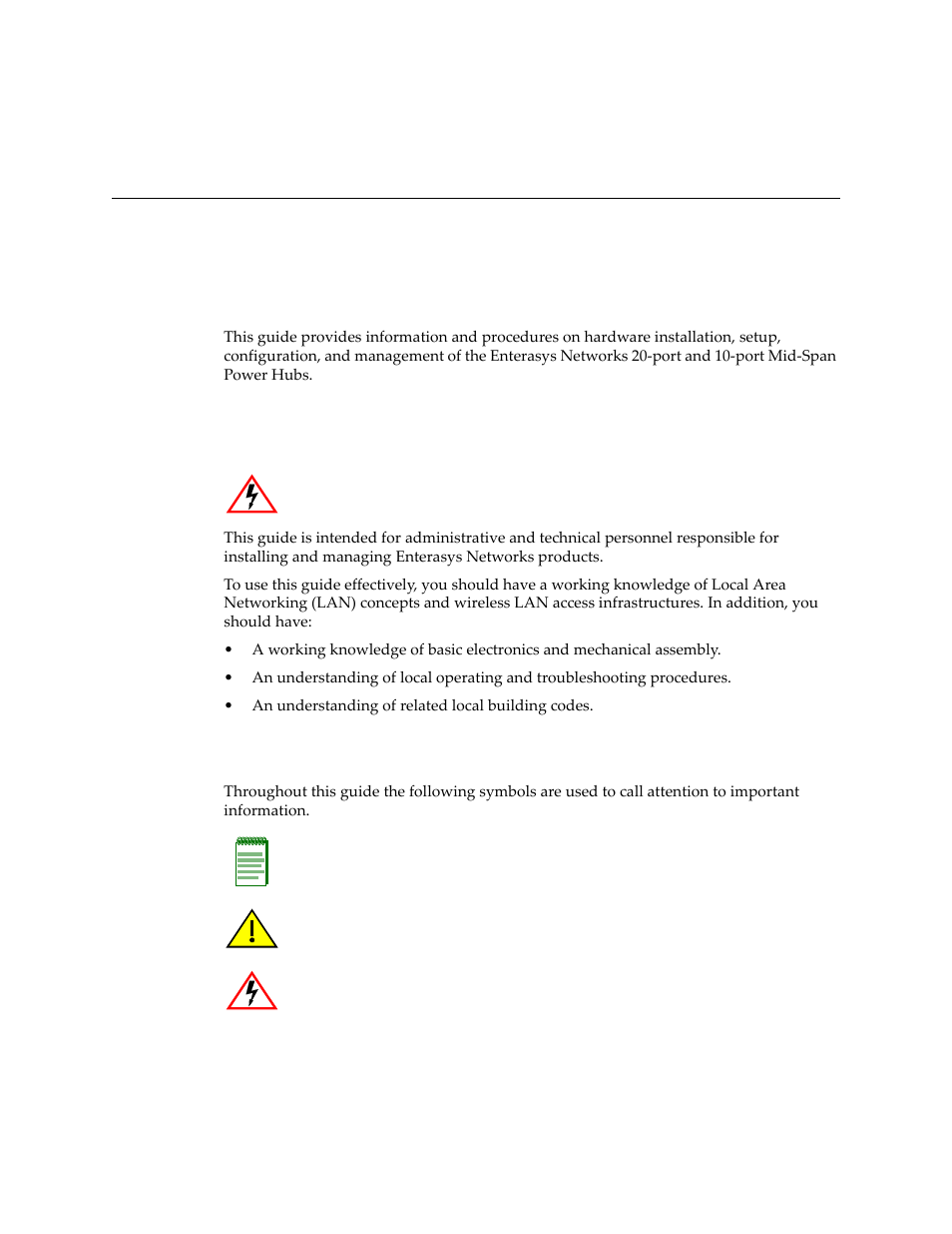About this guide, Purpose, Who should use this guide | Document conventions | Enterasys Networks BL-89620ENT User Manual | Page 11 / 28