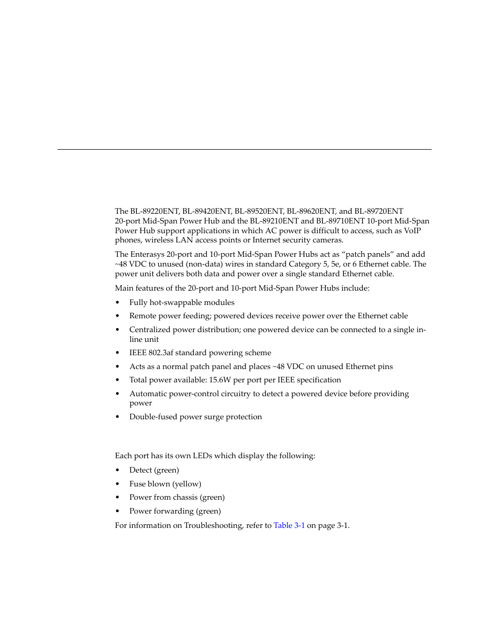 Introduction, Functions and features, Port indicators | Chapter 1: introduction, Functions and features -1 port indicators -1 | Enterasys Networks BL-89620ENT User Manual | Page 13 / 28