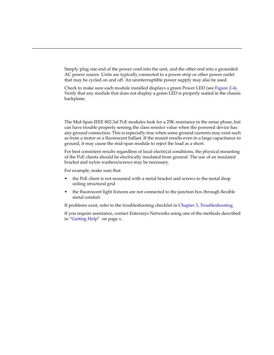 Powering up, Power sensing considerations, Powering up -5 | Power sensing considerations -5 | Enterasys Networks BL-89620ENT User Manual | Page 19 / 28