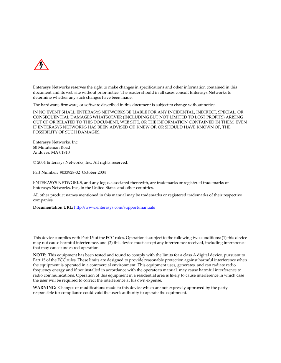 Notice, Regulatory compliance information | Enterasys Networks BL-89620ENT User Manual | Page 3 / 28