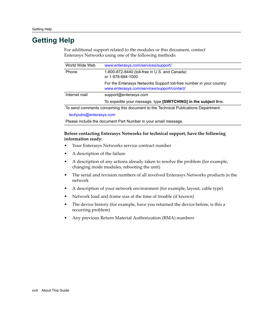 Getting help | Enterasys Networks Enterasys Gold Distributed Forwarding Engine 4G4285-49 User Manual | Page 20 / 100