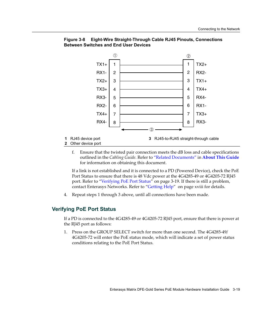 Figure 3‐8, Verifying poe port status | Enterasys Networks Enterasys Gold Distributed Forwarding Engine 4G4285-49 User Manual | Page 53 / 100