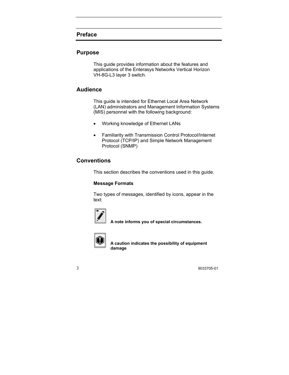 Preface, Purpose, Audience | Conventions, Purpose audience conventions | Enterasys Networks VH-8G-L3 User Manual | Page 13 / 41