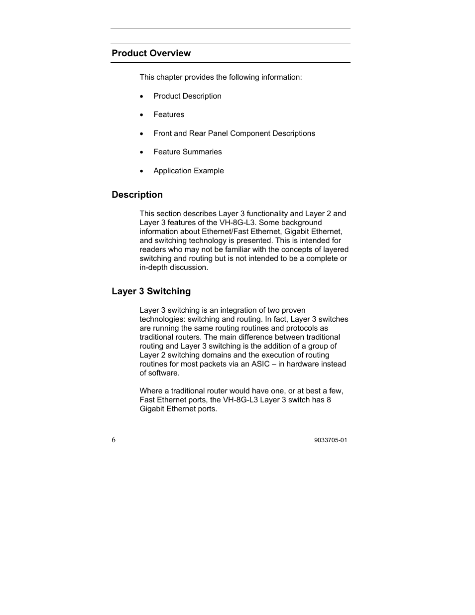 Product overview, Description, Layer 3 switching | Description layer 3 switching | Enterasys Networks VH-8G-L3 User Manual | Page 16 / 41