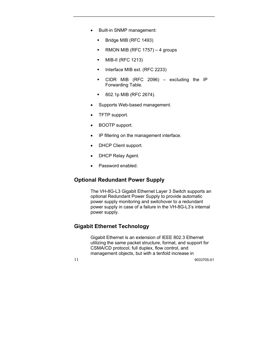 Optional redundant power supply, Gigabit ethernet technology | Enterasys Networks VH-8G-L3 User Manual | Page 21 / 41