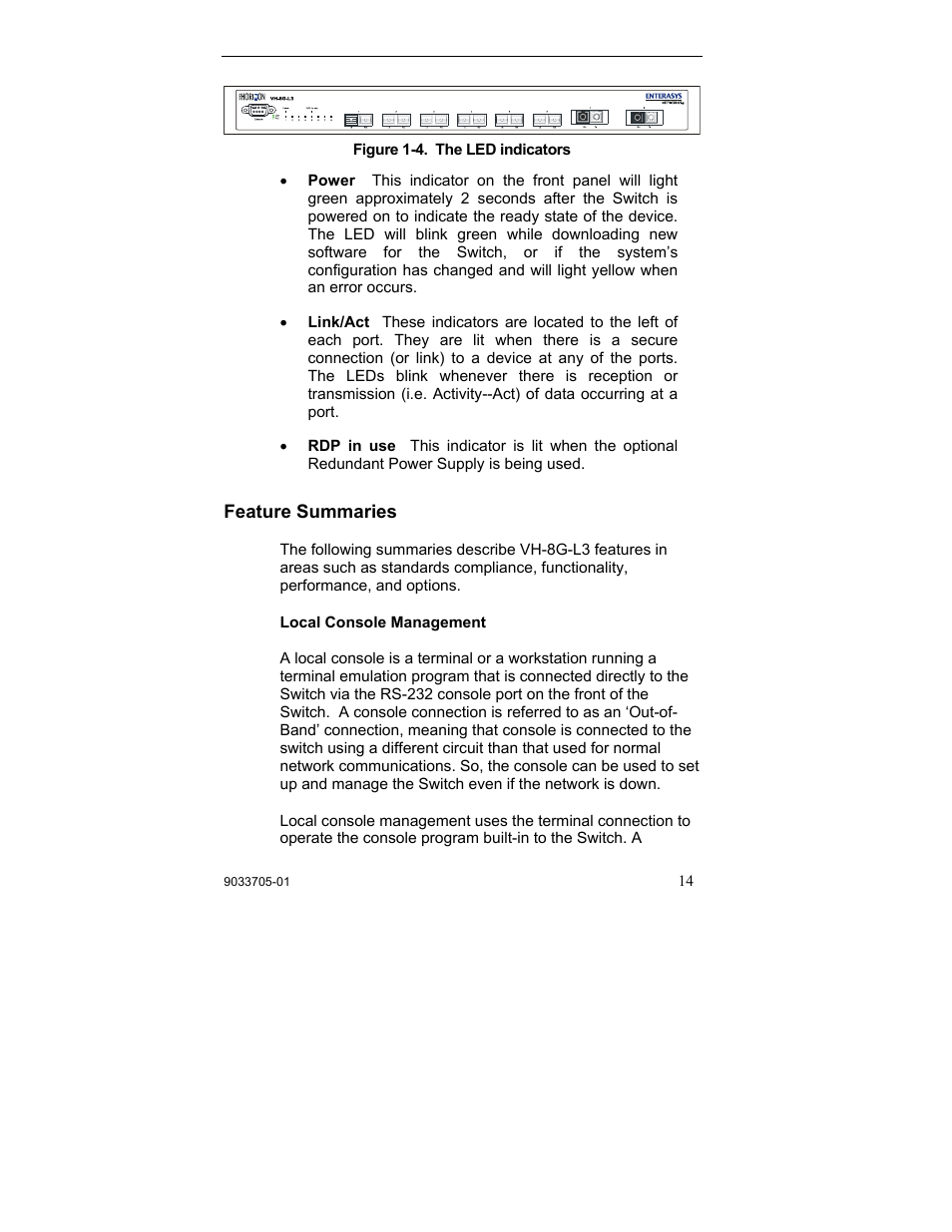 Feature summaries | Enterasys Networks VH-8G-L3 User Manual | Page 24 / 41