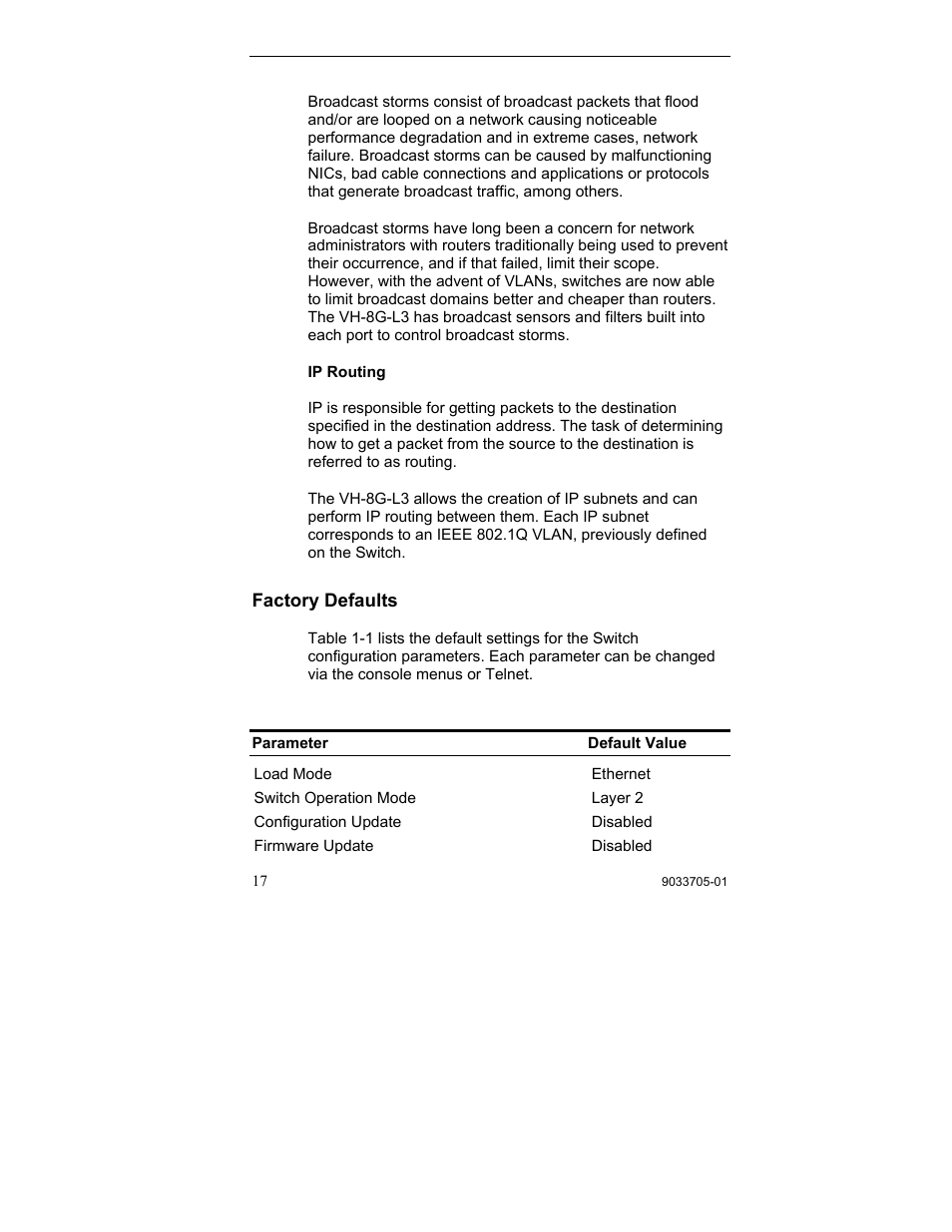 Factory defaults | Enterasys Networks VH-8G-L3 User Manual | Page 27 / 41