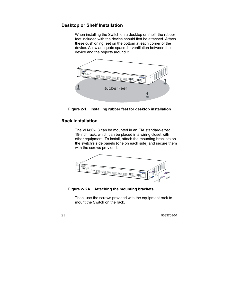 Desktop or shelf installation, Rack installation, Desktop or shelf installation rack installation | Enterasys Networks VH-8G-L3 User Manual | Page 31 / 41