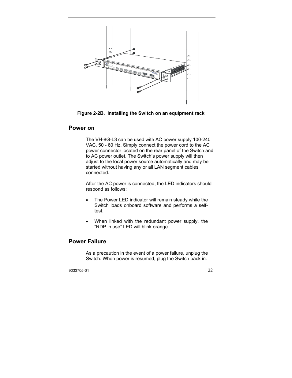 Power on, Power failure, Power on power failure | Enterasys Networks VH-8G-L3 User Manual | Page 32 / 41