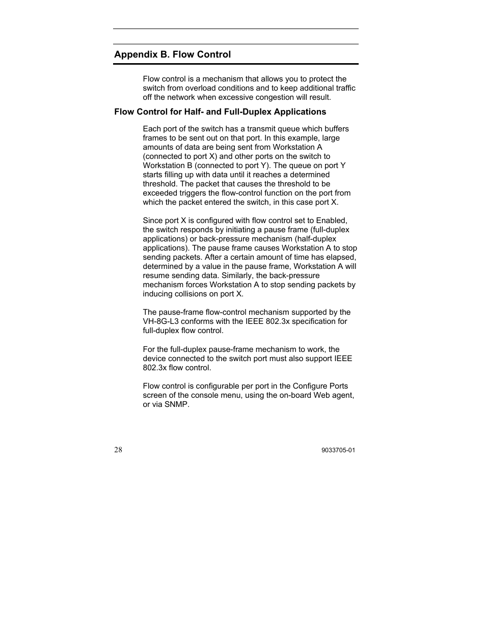 Flow control, Appendix b. flow control | Enterasys Networks VH-8G-L3 User Manual | Page 38 / 41