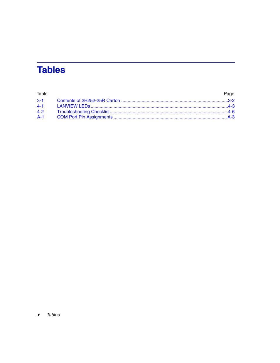 Tables | Enterasys Networks 2H252-25R User Manual | Page 12 / 64