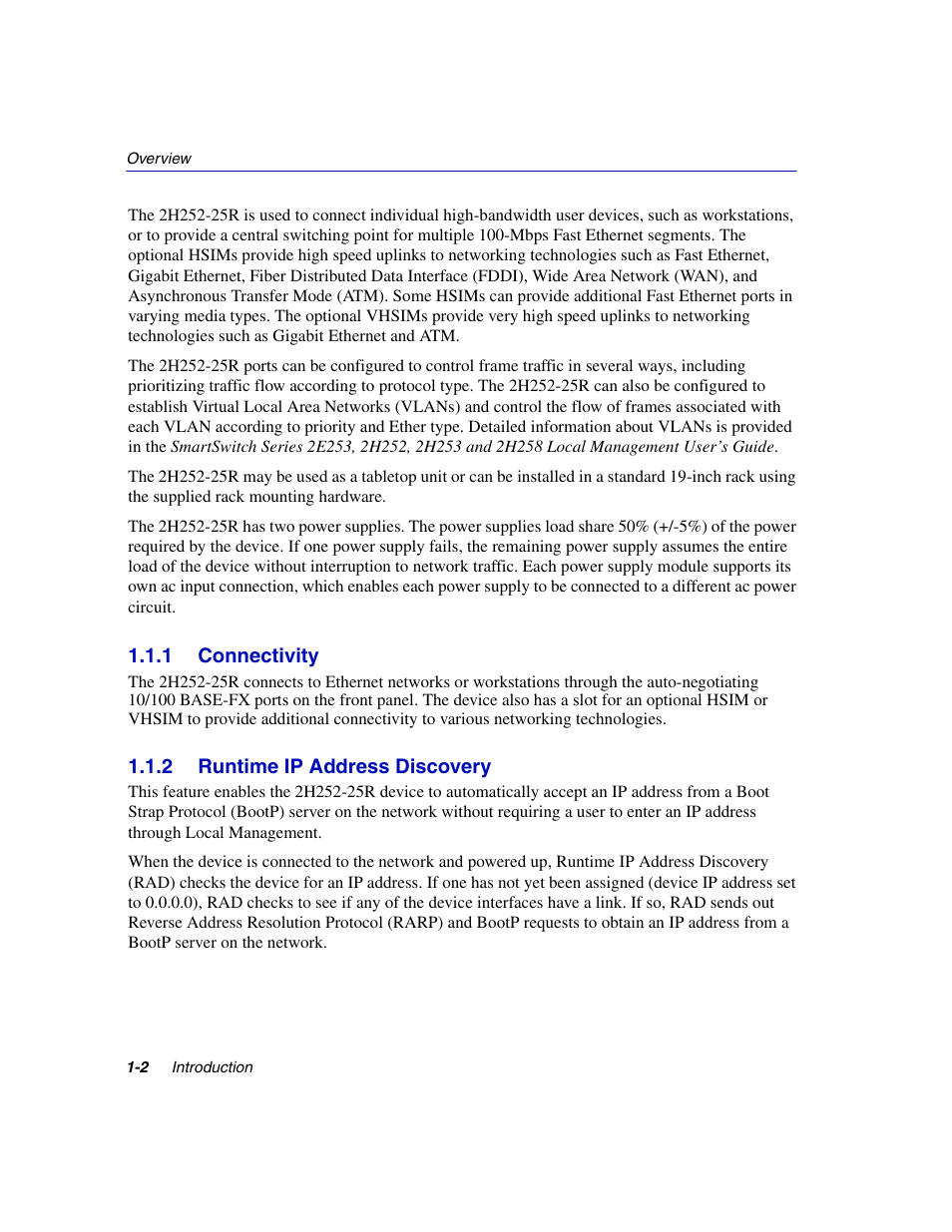 1 connectivity, 2 runtime ip address discovery, Connectivity -2 | Runtime ip address discovery -2 | Enterasys Networks 2H252-25R User Manual | Page 18 / 64