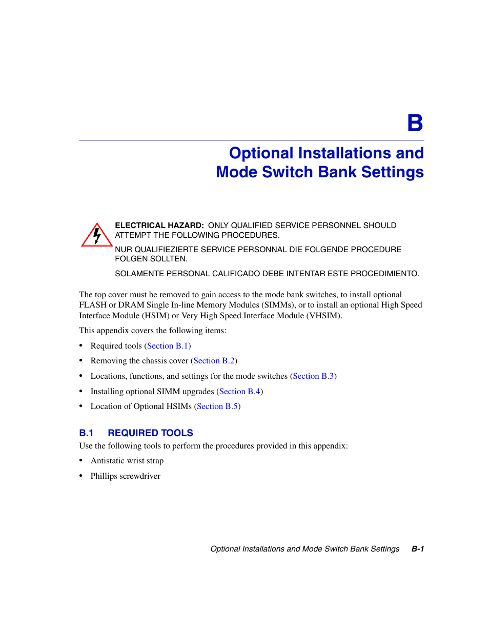B.1 required tools, Appendix b | Enterasys Networks 2H252-25R User Manual | Page 53 / 64