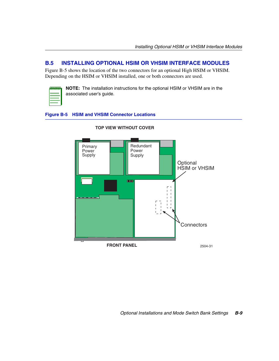 Hsim and vhsim connector locations, Section b.5 | Enterasys Networks 2H252-25R User Manual | Page 61 / 64