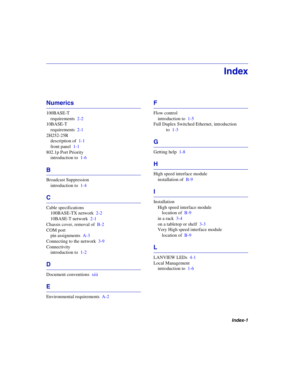 Index, Numerics | Enterasys Networks 2H252-25R User Manual | Page 63 / 64