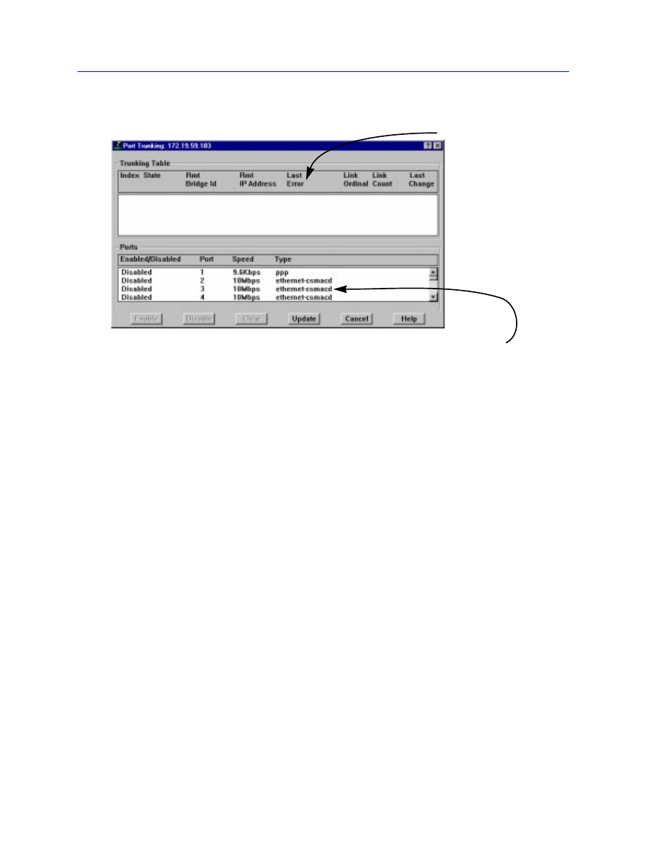 The port trunking window, The port trunking window -2, Able window | Figure 3-1, Will appear | Enterasys Networks ENTERASYS ATX User Manual | Page 46 / 82