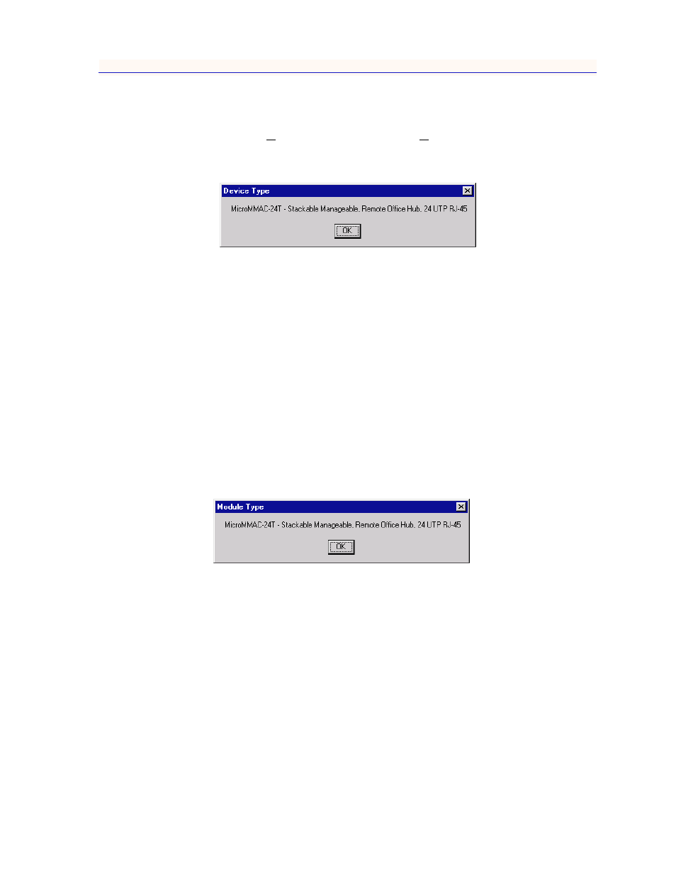 Device type, Module type, Managing the hub | Device type -13 module type -13, Managing the hub -13 | Enterasys Networks MicroMMAC-T User Manual | Page 31 / 108