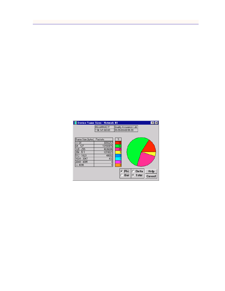 Using the pie and bar radio buttons, Using the pie and bar radio buttons -13 | Enterasys Networks MicroMMAC-T User Manual | Page 69 / 108