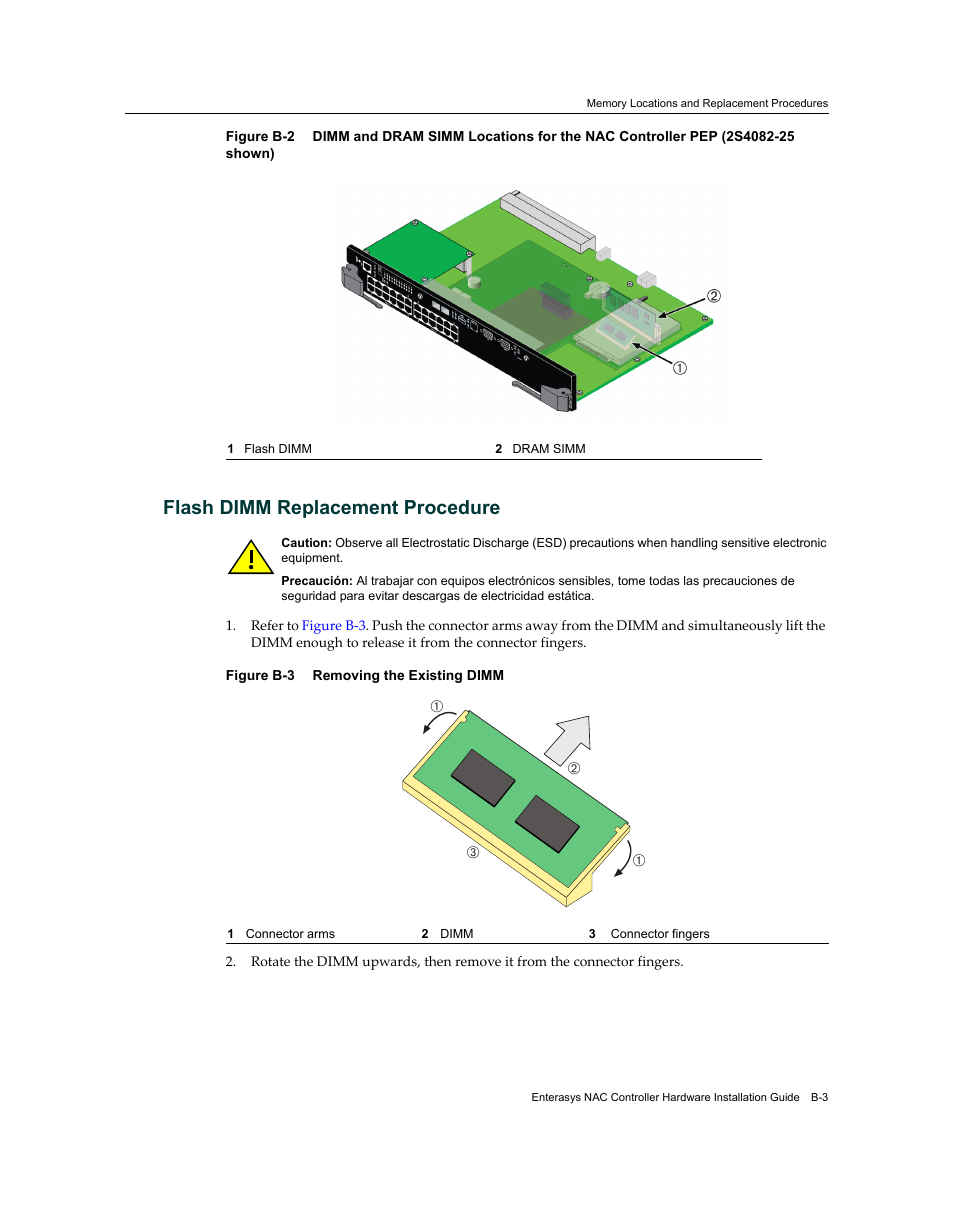 Flash dimm replacement procedure, Figure b‐2 | Enterasys Networks 7S4280-19-SYS User Manual | Page 103 / 108