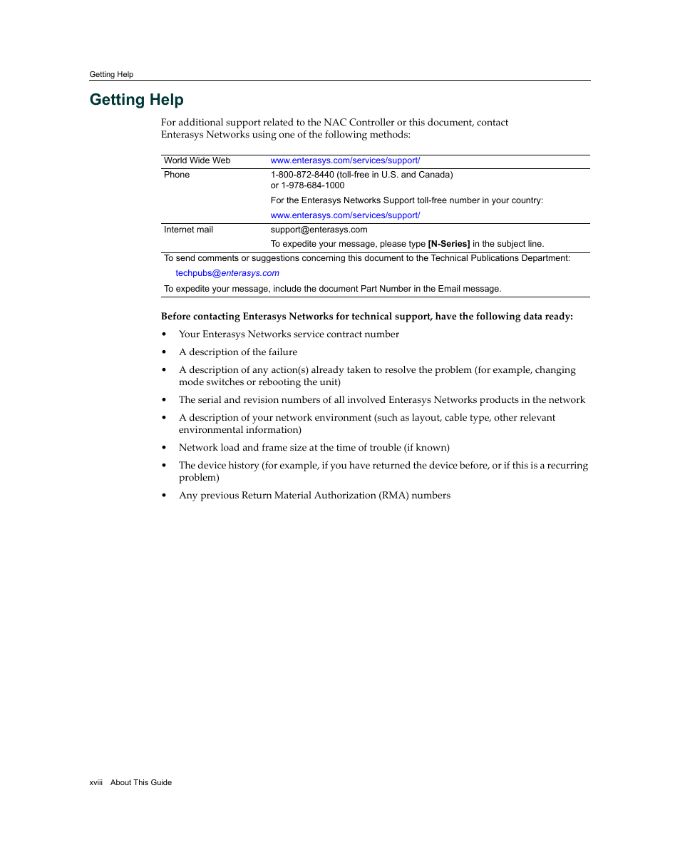 Getting help | Enterasys Networks 7S4280-19-SYS User Manual | Page 20 / 108