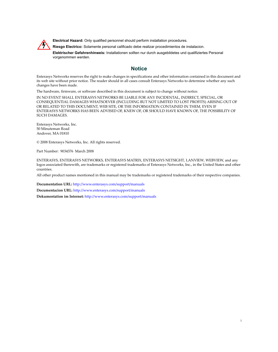 Notice | Enterasys Networks 7S4280-19-SYS User Manual | Page 3 / 108