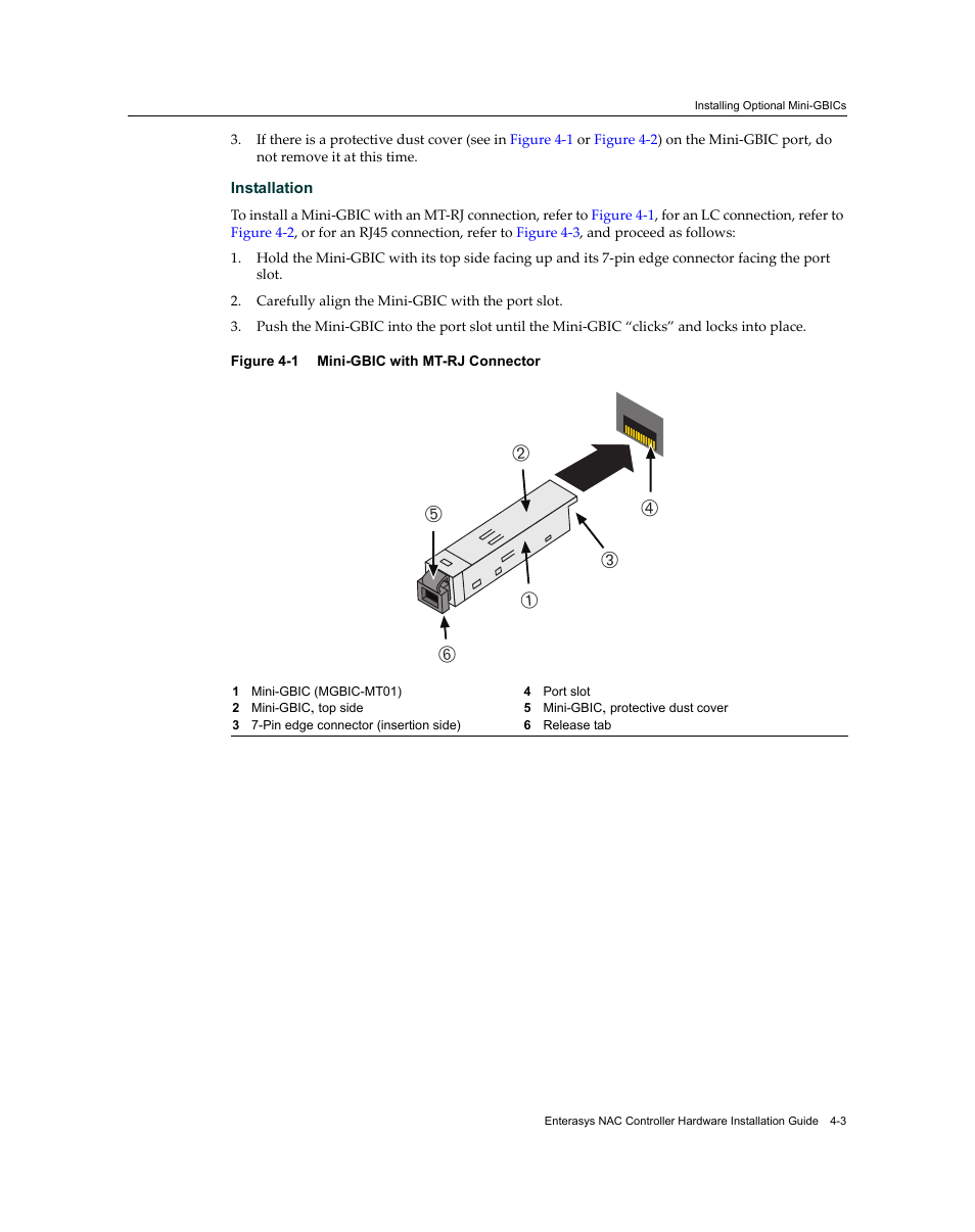 Mini-gbic with mt-rj connector -3 | Enterasys Networks 7S4280-19-SYS User Manual | Page 43 / 108