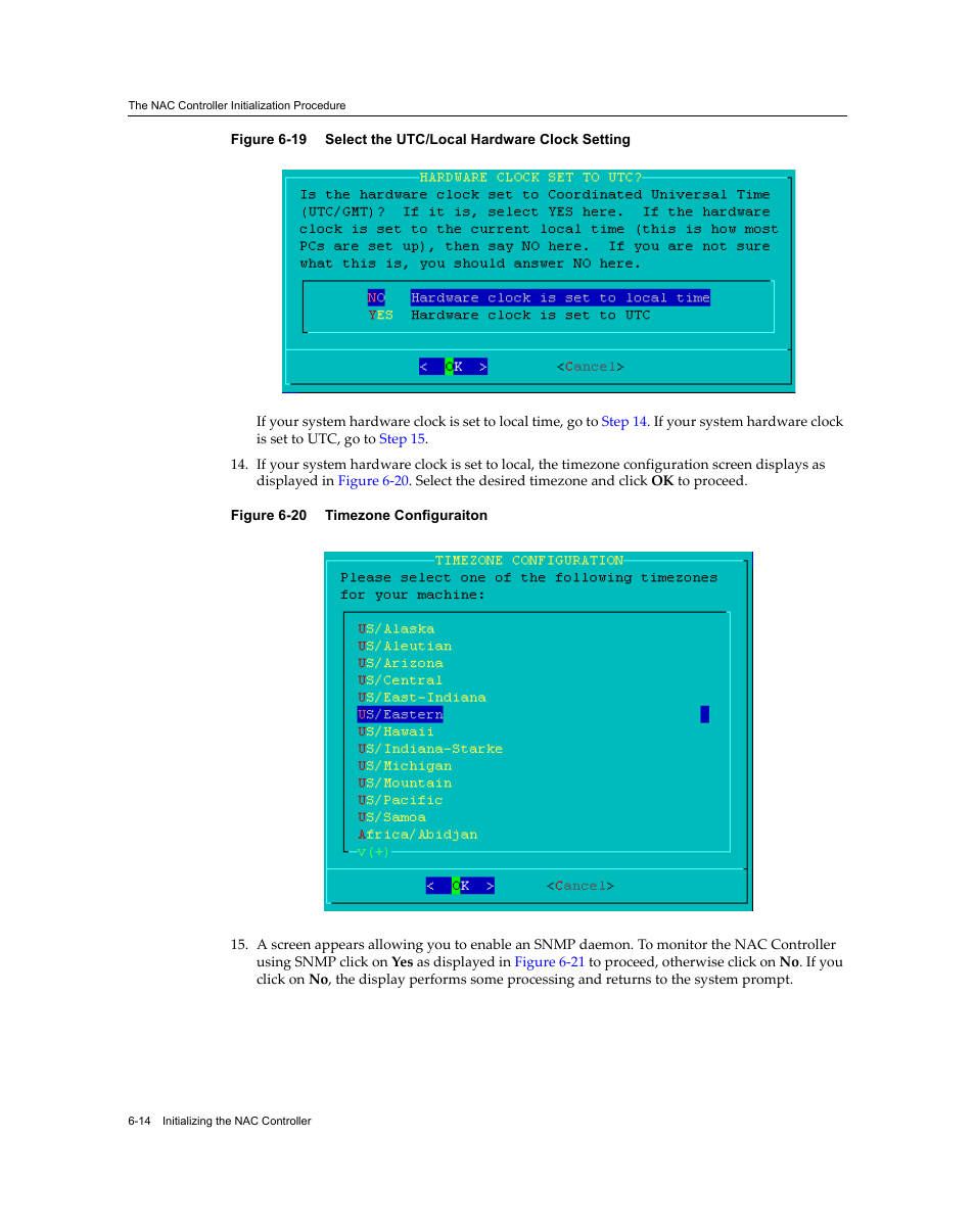 Select the utc/local hardware clock setting -14, Timezone configuraiton -14 | Enterasys Networks 7S4280-19-SYS User Manual | Page 82 / 108