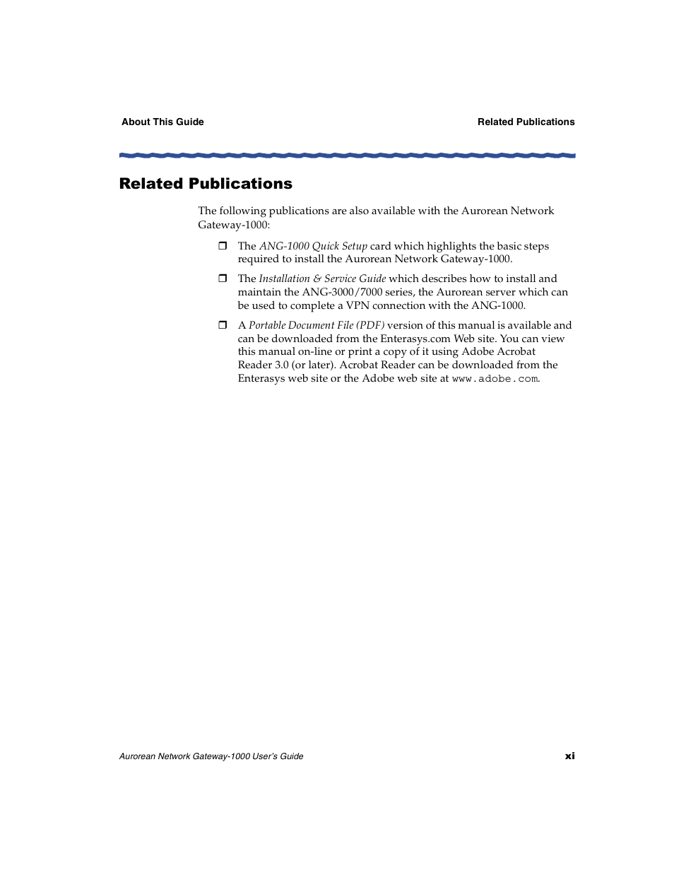 Related publications | Enterasys Networks ANG-1000 User Manual | Page 11 / 70