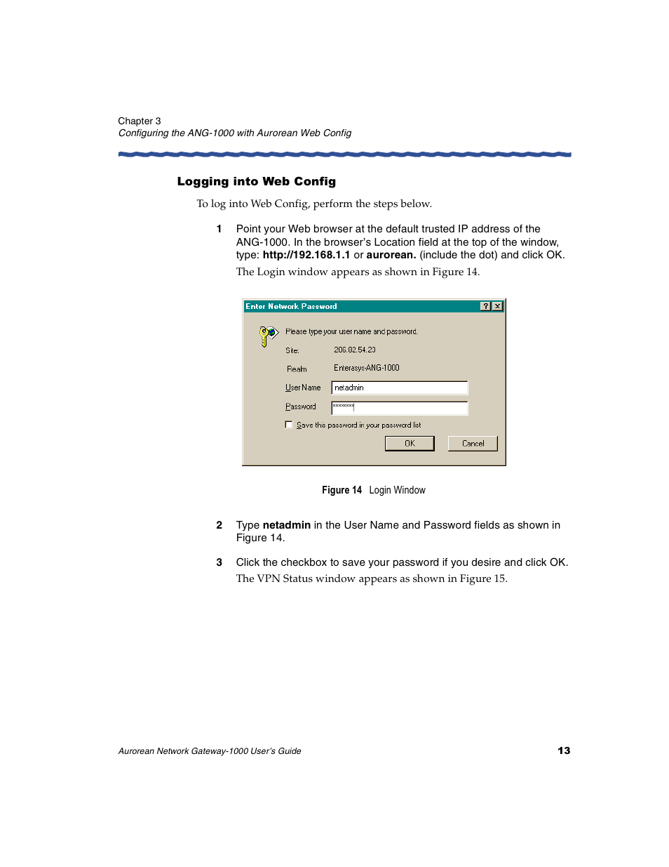 Logging into web config | Enterasys Networks ANG-1000 User Manual | Page 25 / 70