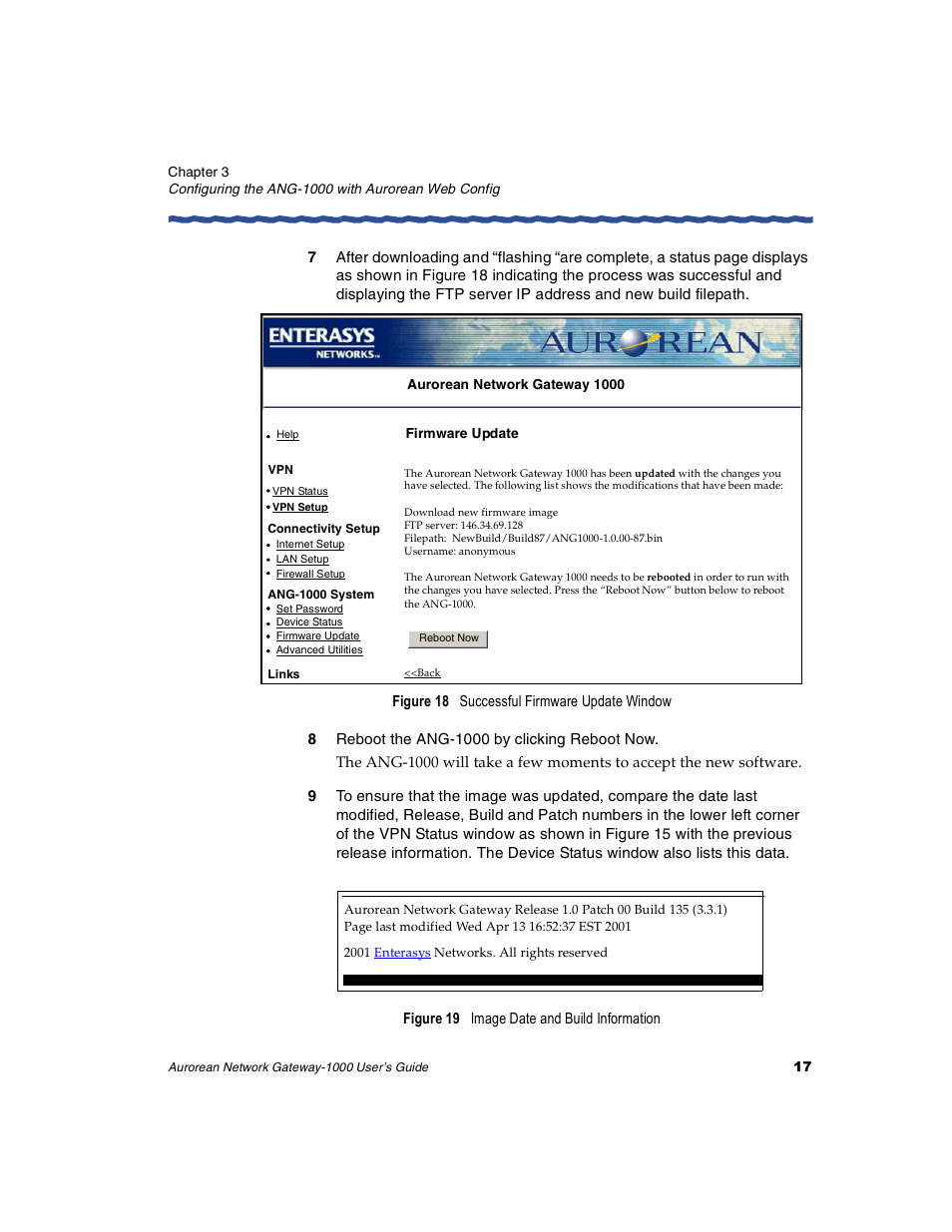 8 reboot the ang-1000 by clicking reboot now | Enterasys Networks ANG-1000 User Manual | Page 29 / 70