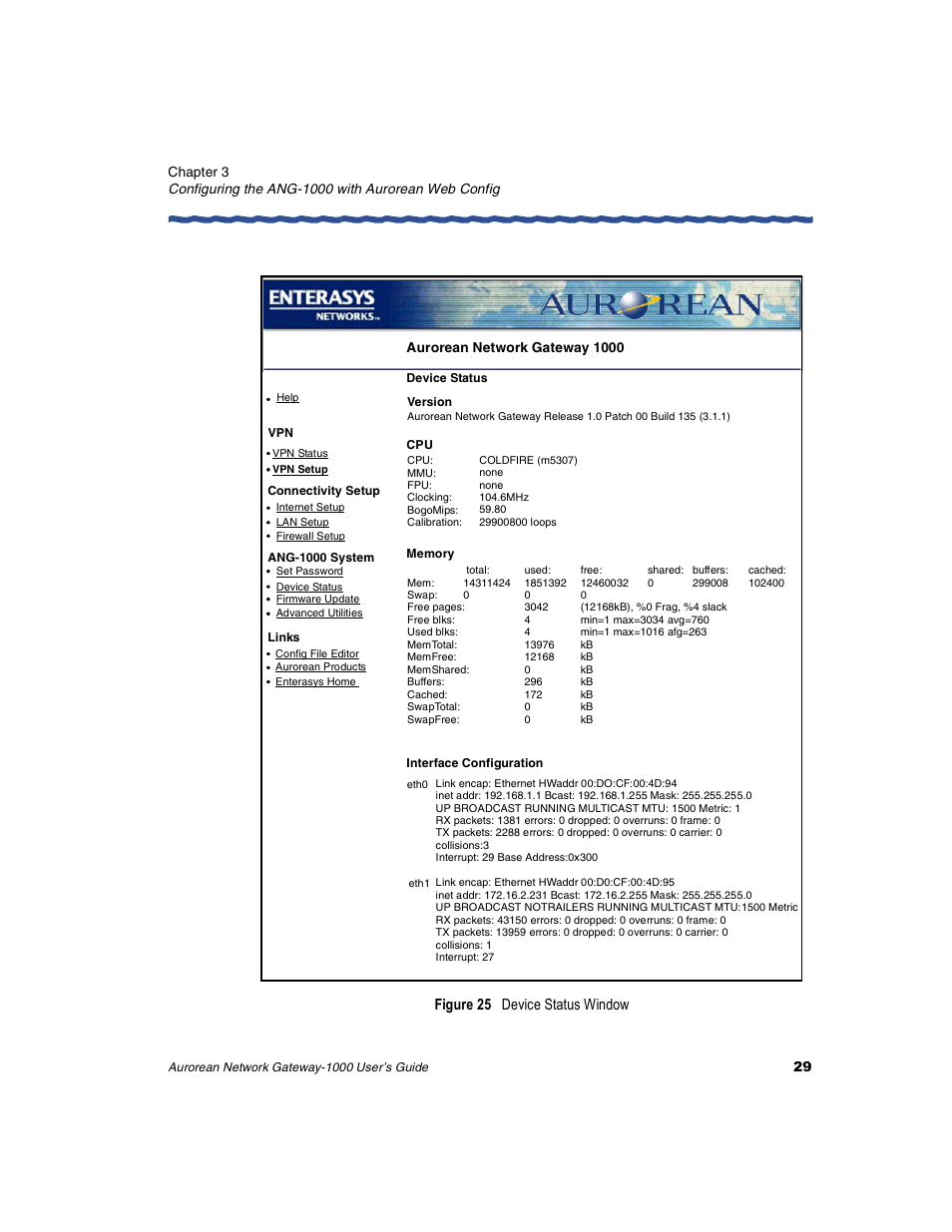 Figure 25 device status window | Enterasys Networks ANG-1000 User Manual | Page 41 / 70