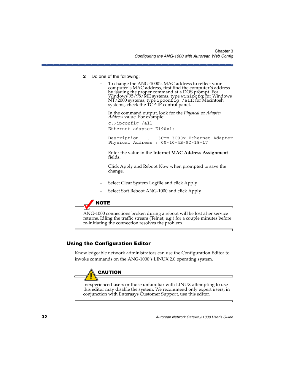 2 do one of the following, Using the configuration editor | Enterasys Networks ANG-1000 User Manual | Page 44 / 70