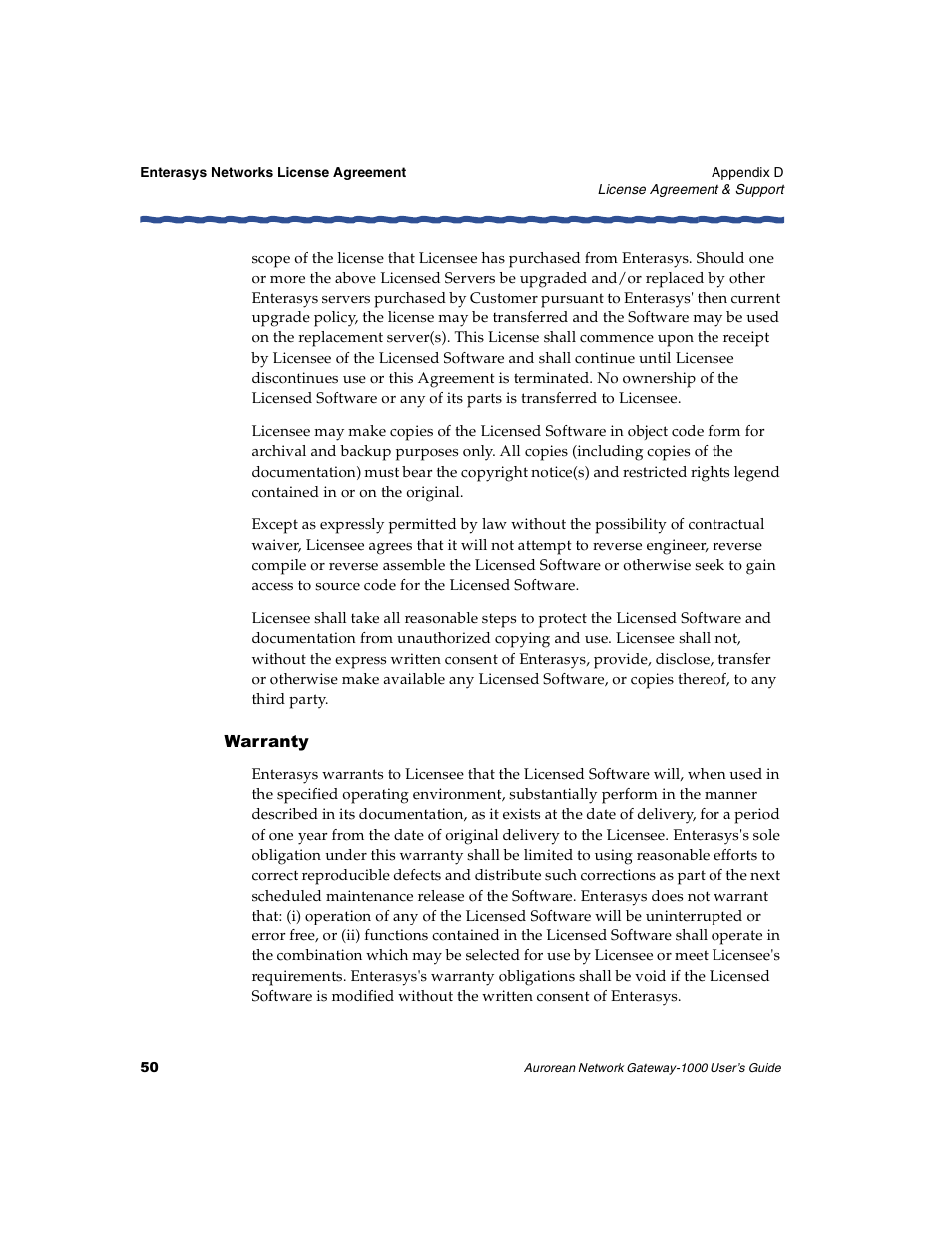 Warranty | Enterasys Networks ANG-1000 User Manual | Page 62 / 70