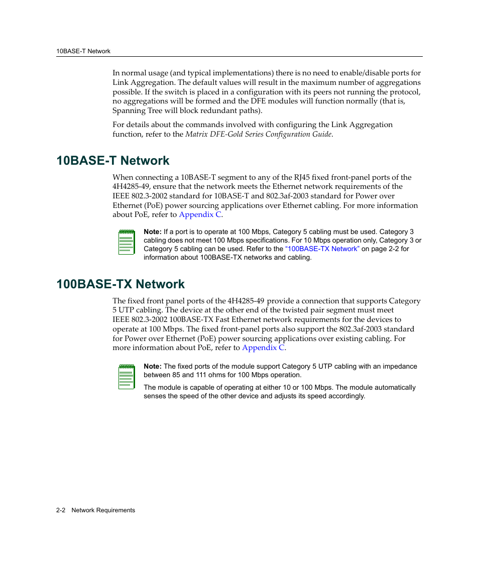 10base-t network, 100base-tx network, 10base-t network -2 100base-tx network -2 | Enterasys Networks Enterasys Gold Distributed Forwarding Engine 4H4285-49 User Manual | Page 28 / 90
