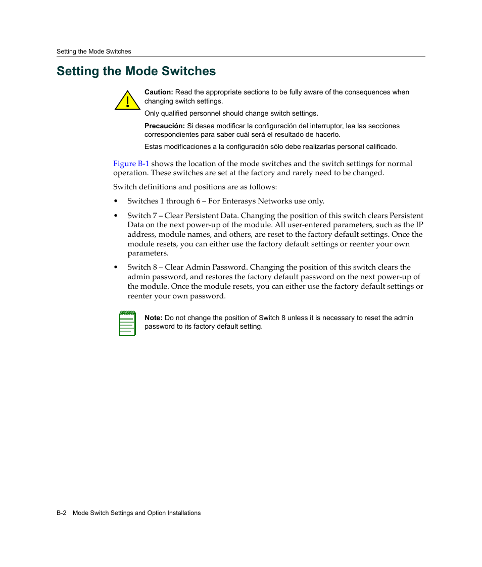 Setting the mode switches, Refer to, Setting the mode | Switches | Enterasys Networks Enterasys Gold Distributed Forwarding Engine 4H4285-49 User Manual | Page 72 / 90