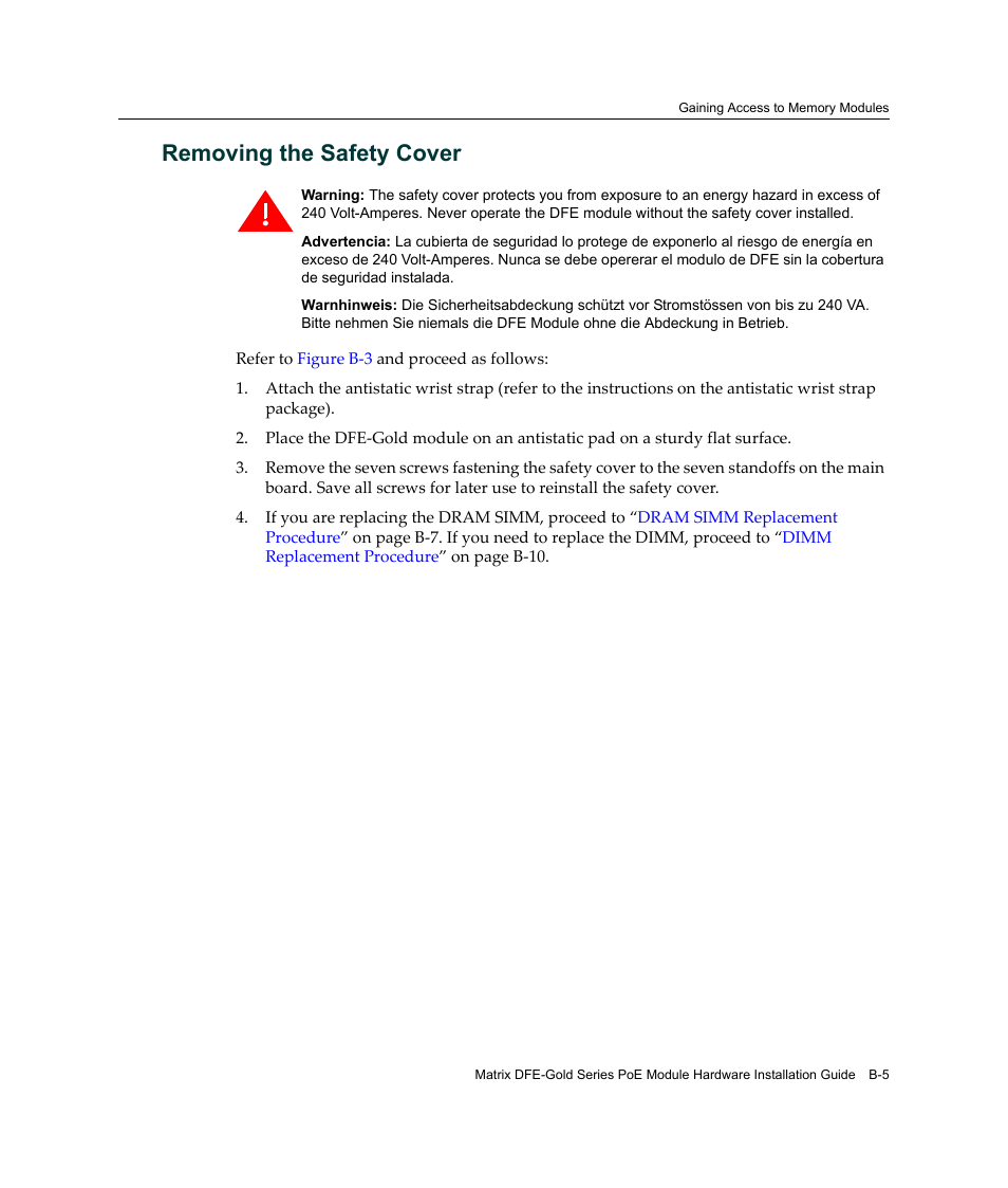 Removing the safety cover | Enterasys Networks Enterasys Gold Distributed Forwarding Engine 4H4285-49 User Manual | Page 75 / 90