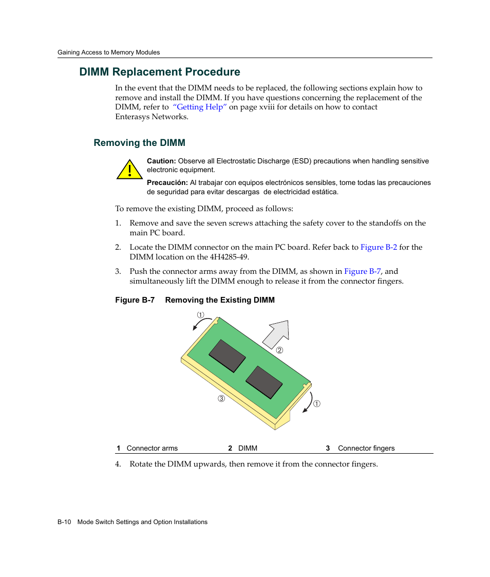 Dimm replacement procedure, Dimm, Replacement procedure | Enterasys Networks Enterasys Gold Distributed Forwarding Engine 4H4285-49 User Manual | Page 80 / 90