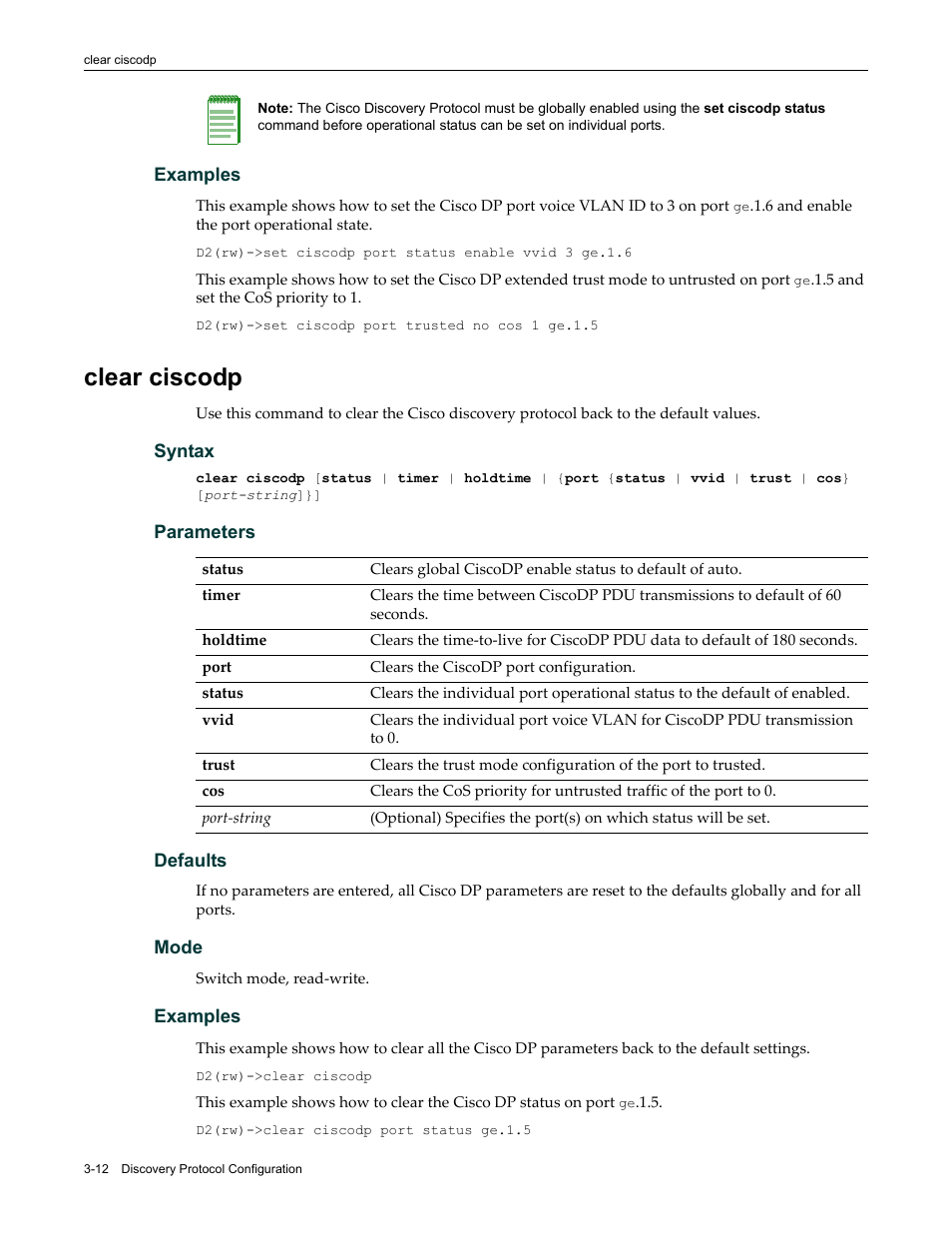 Clear ciscodp, Clear ciscodp -12 | Enterasys Networks Enterasys D2 D2G124-12P User Manual | Page 104 / 496