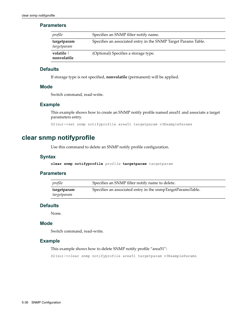 Clear snmp notifyprofile, Clear snmp notifyprofile -36 | Enterasys Networks Enterasys D2 D2G124-12P User Manual | Page 190 / 496