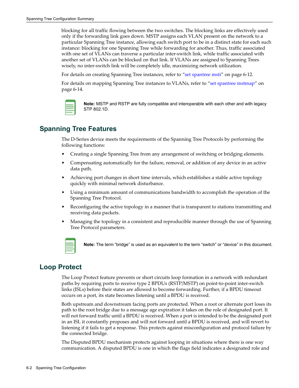 Spanning tree features, Loop protect, Spanning tree features -2 loop protect -2 | Enterasys Networks Enterasys D2 D2G124-12P User Manual | Page 194 / 496