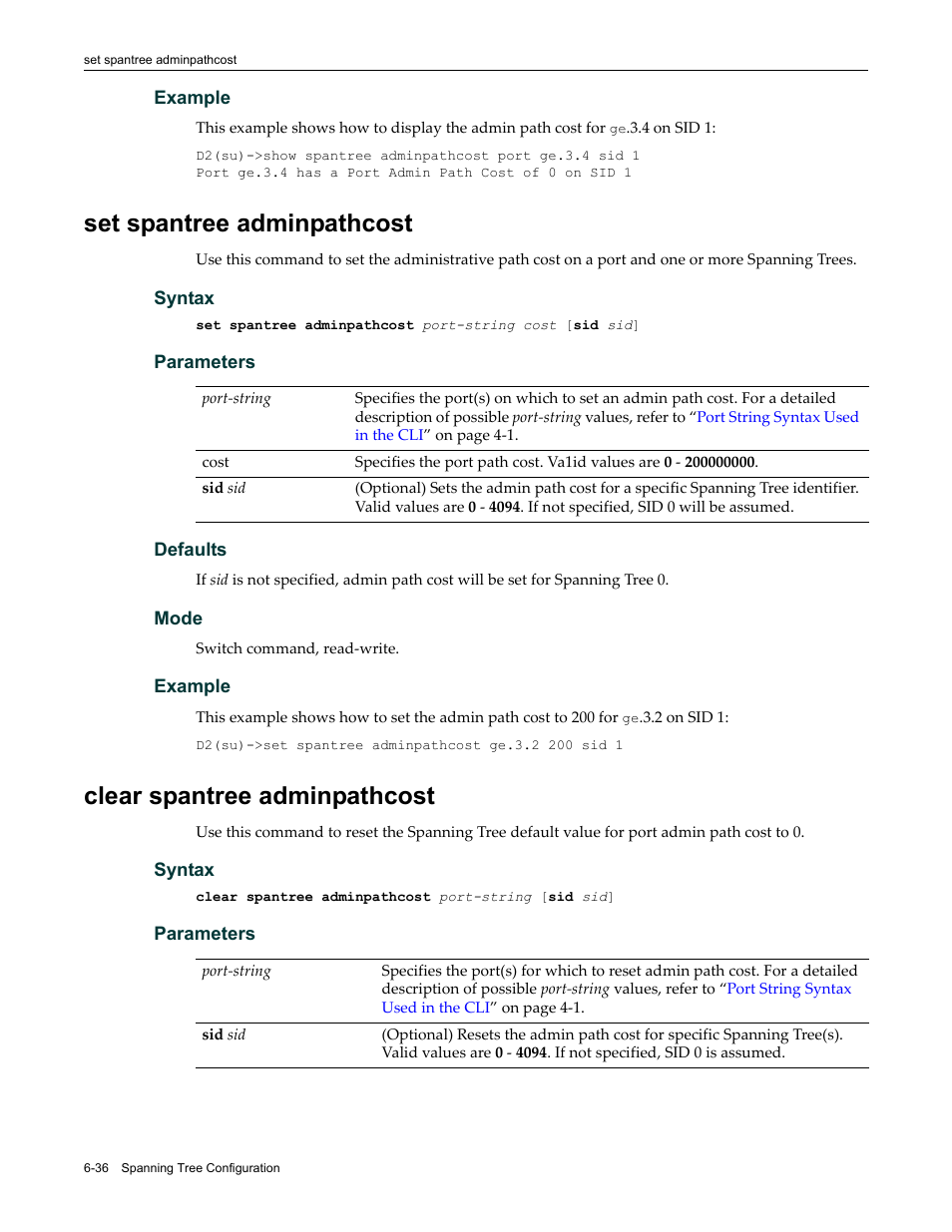 Set spantree adminpathcost, Clear spantree adminpathcost | Enterasys Networks Enterasys D2 D2G124-12P User Manual | Page 228 / 496