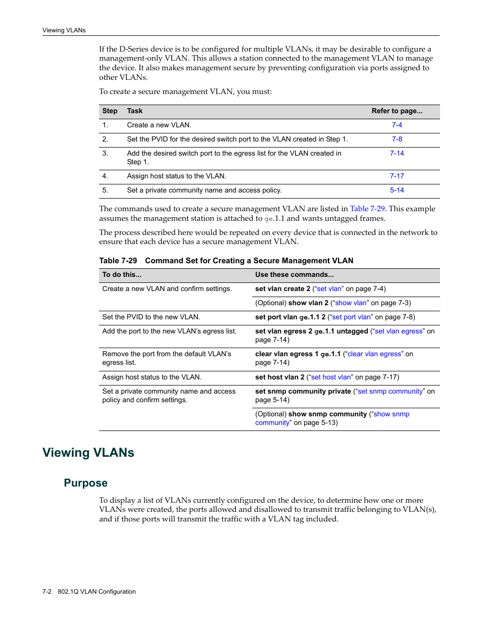 Viewing vlans, Purpose, Viewing vlans -2 | Purpose -2 | Enterasys Networks Enterasys D2 D2G124-12P User Manual | Page 246 / 496