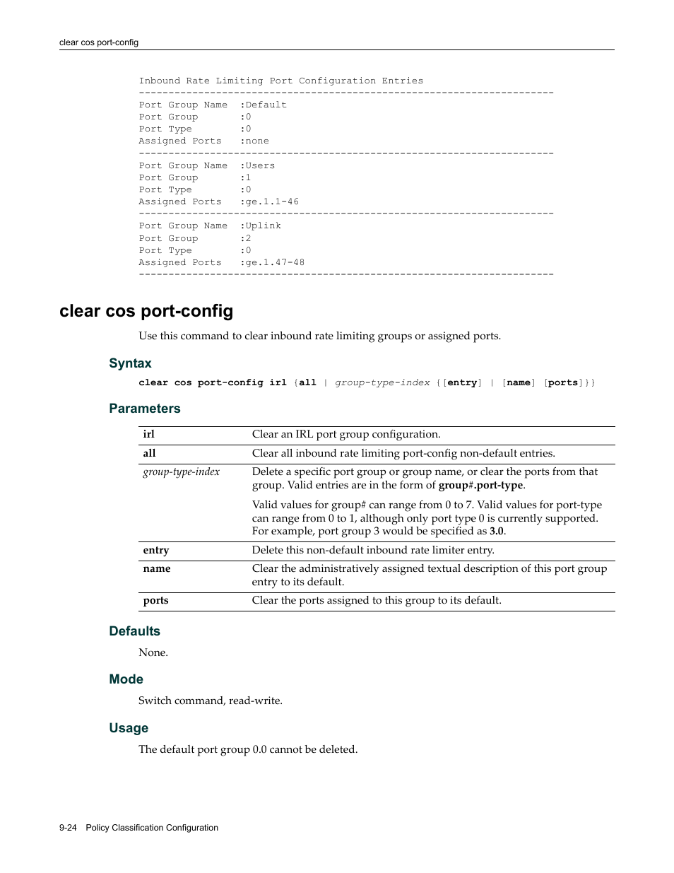 Clear cos port-config, Clear cos port-config -24 | Enterasys Networks Enterasys D2 D2G124-12P User Manual | Page 310 / 496